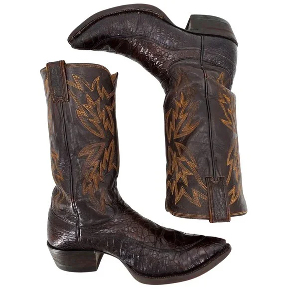 Vintage Exotic Justin Cowboy Boots Mens size 9D Brown Western 9020 White Label - Picture 8 of 16